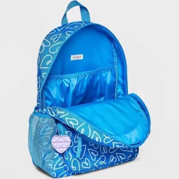 Cat & Jack Kids’ 16” Double Front Pocket Backpack - Blue Heart - Picture 3 of 6